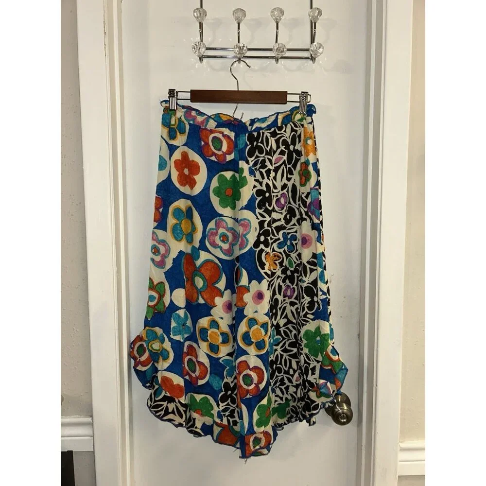 Jams World Vintage Colorful Floral Travel Tropical High Rise Capris Size Large - Picture 2 of 8